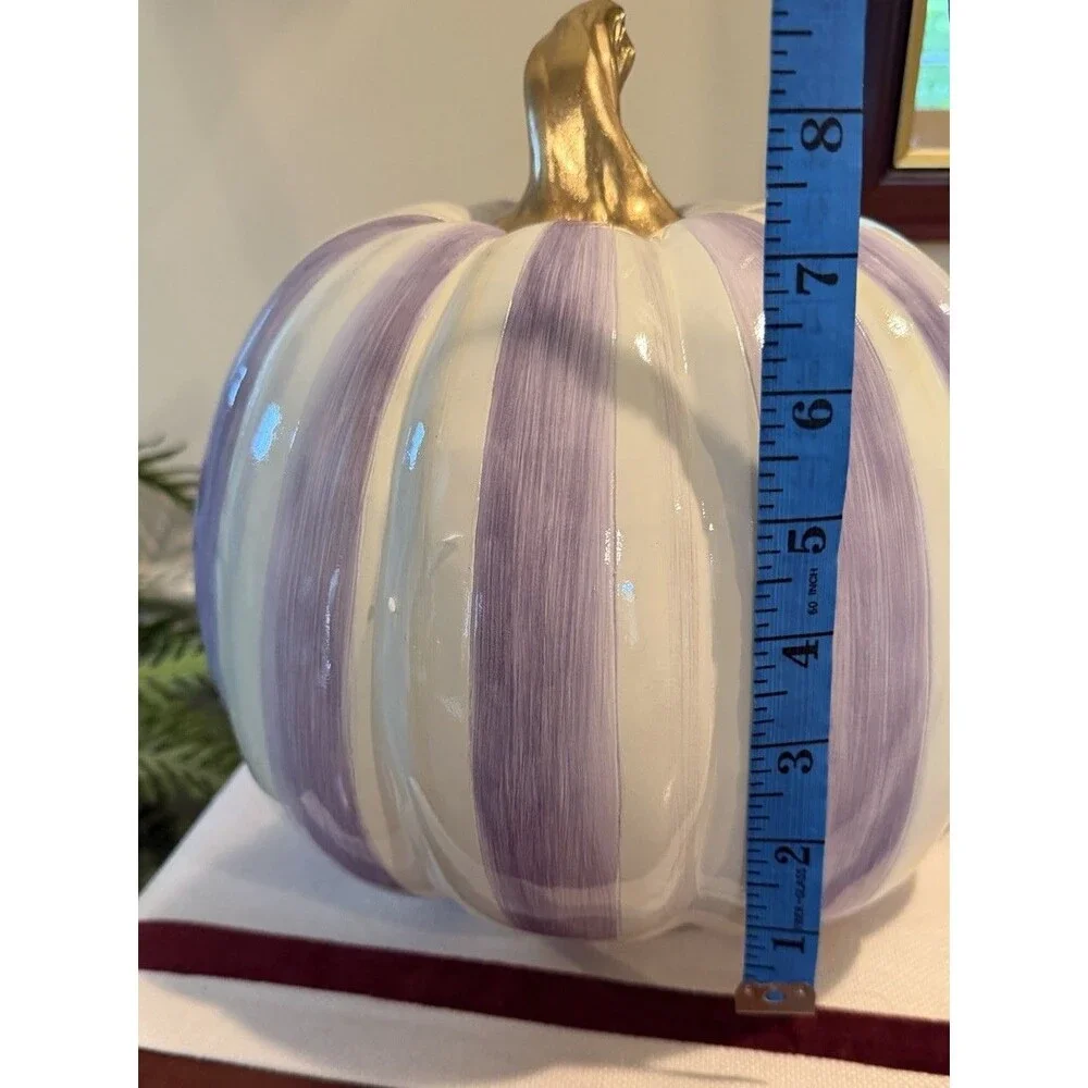 MacKenzie-Childs Violet Stripe Medium Pumpkin NEW IN BOX